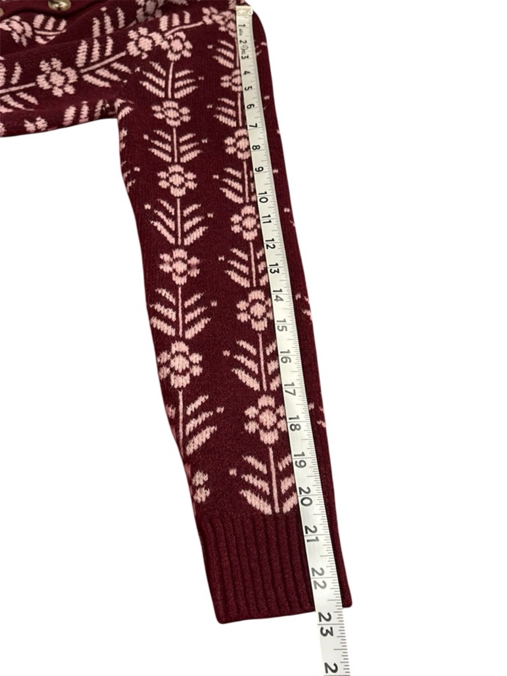 Love knits Floral Burgundy Button-Front Cardigan Sweater - Picture 6 of 6